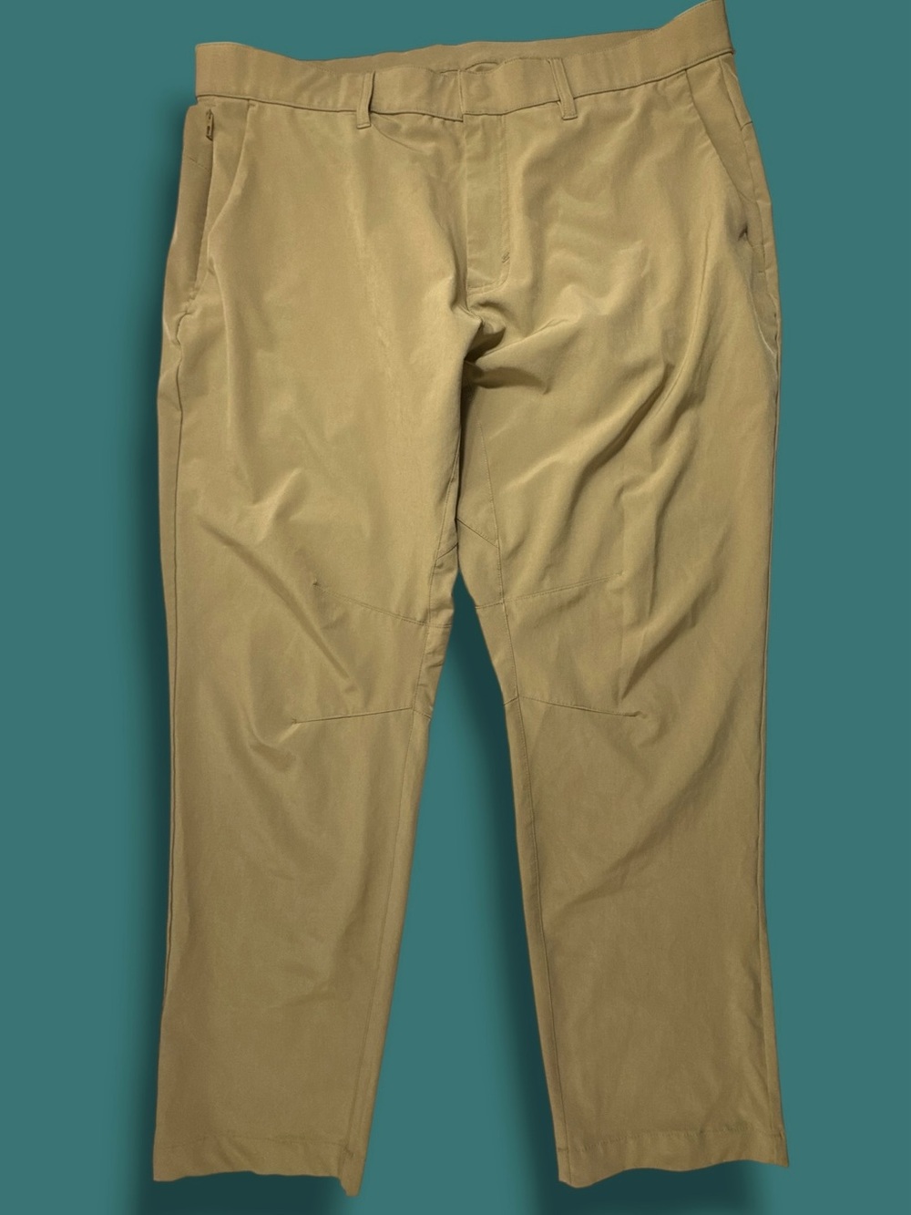FABLETICS Men's The Only Pants Slim Fit Performance Size 37x26 Tan Khaki Golf